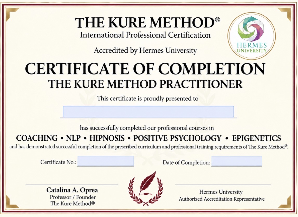 Sample model of The KURE Method® Practitioner Certificate of Completion